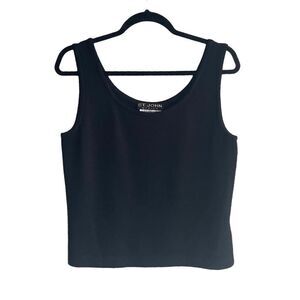 ST JOHN Black Wool Knit Scoop Neck Sleeveless Tank Top Sweater S